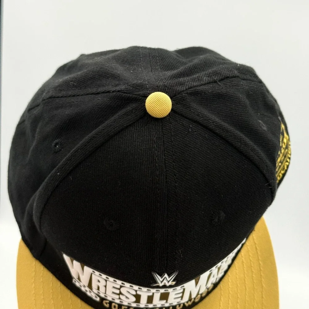 WWE‎ WrestleMania Goes Hollywood 2023 Snapback Hat Mens Adjustable Black Gold